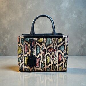 Fendi 2Jours tote bag in multicolor python with black leather trim